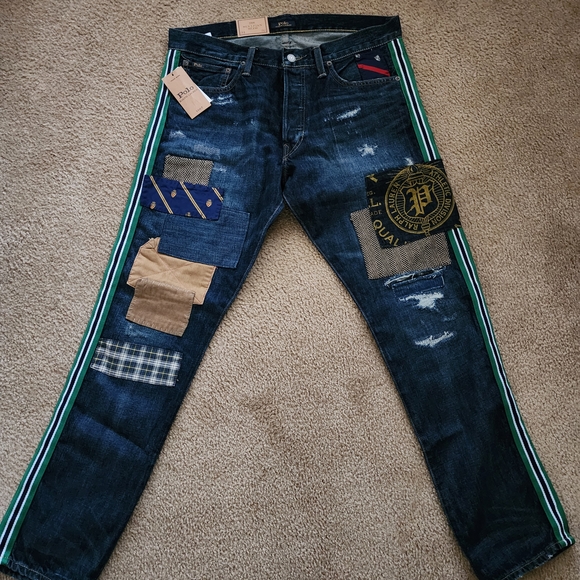 Men's polo ralph lauren patchwork jean Sullivan Slim brand new size 34×32